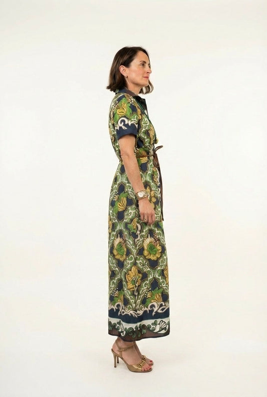 Printed Shirt Maxi Dress
