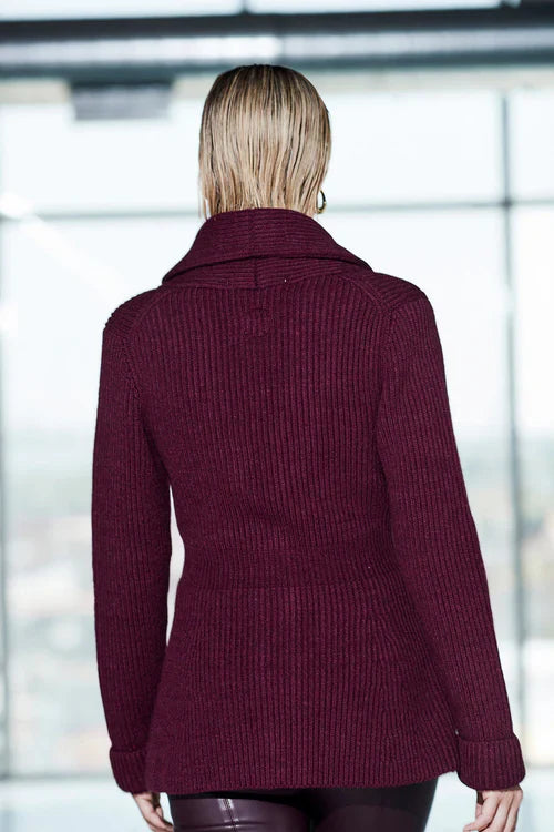 Burgundy Shawl Collar Cardigan