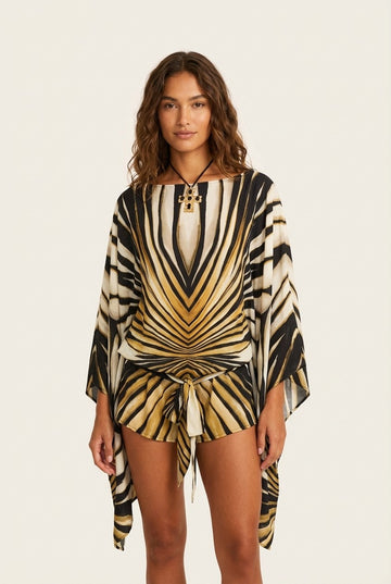 Women's Abstract Print Lightweight Blouse and Shorts Set Resort Wear