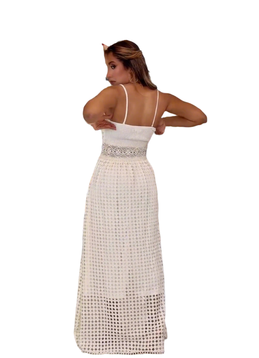Crochet Cutout Maxi Dress