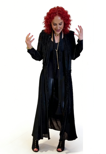 Black Textured Longline Coat