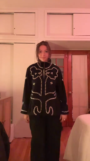 Black Stud-Embellished Oversized Jacket