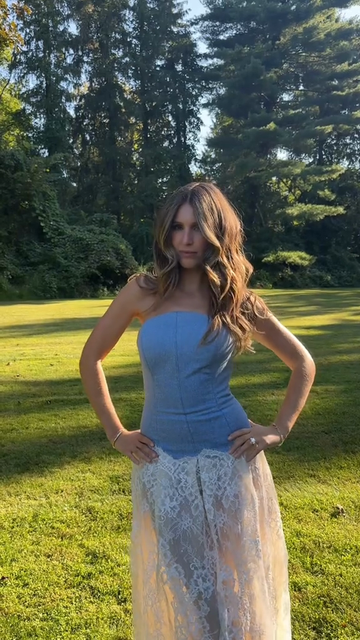 Outdoor Denim Lace Maxi Dress