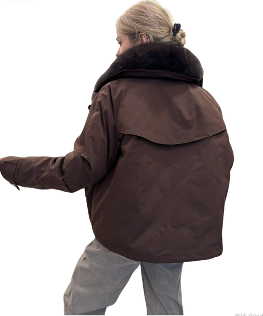 Plush collar practical jacket