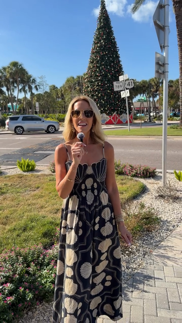 Black and white seashell print slip dress