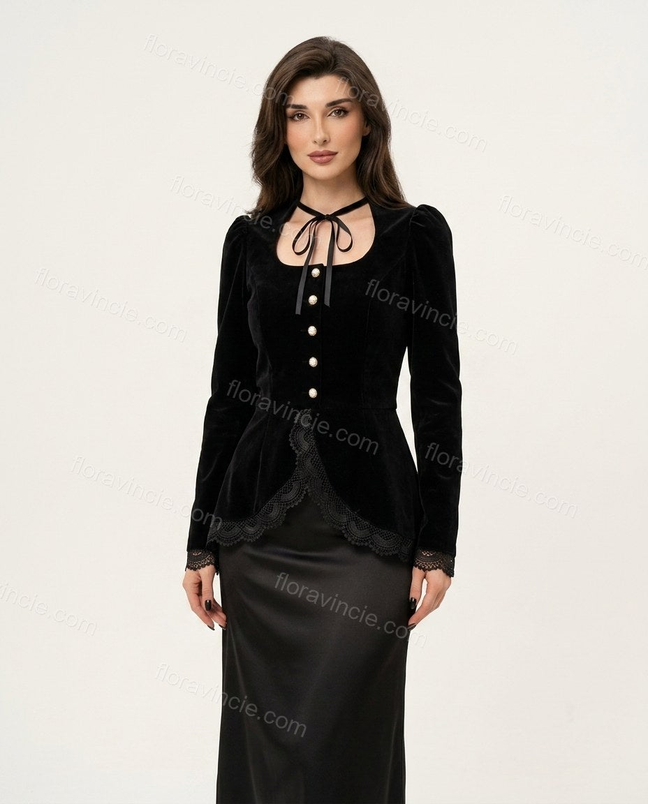 Black Grace City Layer Lace Top Black Top with Structured silhouette and Textured texture, clean studio product view for Pre-Fall, a fall city dinner, Fall current summer selling first with a light late-summer/pre-fall accent: make it wearable now for sum by floravincie