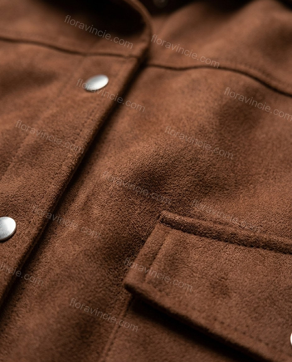 Brown Lustre Office Edit Jacket Brown Jacket with Cropped silhouette and Poplin texture, additional styling view for Pre-Fall, a gallery evening, Fall current summer selling first with a light late-summer/pre-fall accent: make it wearable now for summer e by floravincie
