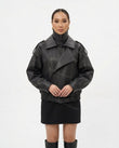 Black Asymmetric Jacket, front studio view, by floravincie