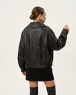 Black Asymmetric Jacket, back studio view, by floravincie