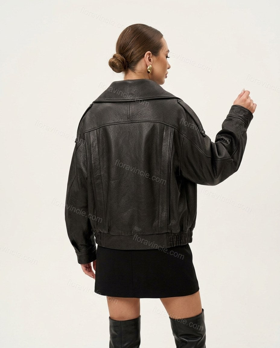 Black Asymmetric Jacket, back studio view, by floravincie