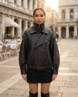 Black Asymmetric Jacket, alternate use-case lifestyle view, by floravincie