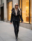 Black Faux-Fur Jacket, alternate use-case lifestyle view, by Floravincie