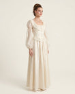 Ivory Ruffled Lace Dress, front studio view, by Floravincie