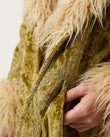 Gold Floral Velvet Coat, close-up of floral, by Floravincie