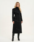 Deep Black with Slight Plum Coat, front studio view, by Floravincie