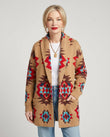 Camel Tan Geometric Knit Ribbed Cardigan, front studio view, by Floravincie