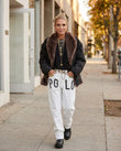 Black Jacket, walking lifestyle view, by Floravincie