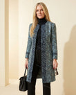 Blue Teal Paisley Outerwear, full-length hero view, by Floravincie