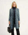 Blue Teal Paisley Outerwear, front studio view, by Floravincie