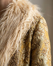 Mustard Metallic Gold Floral Coat, close-up of floral, by Floravincie