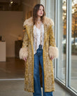 Mustard Metallic Gold Floral Coat, alternate use-case lifestyle view, by Floravincie