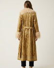 Mustard Metallic Gold Floral Coat, back studio view, by Floravincie