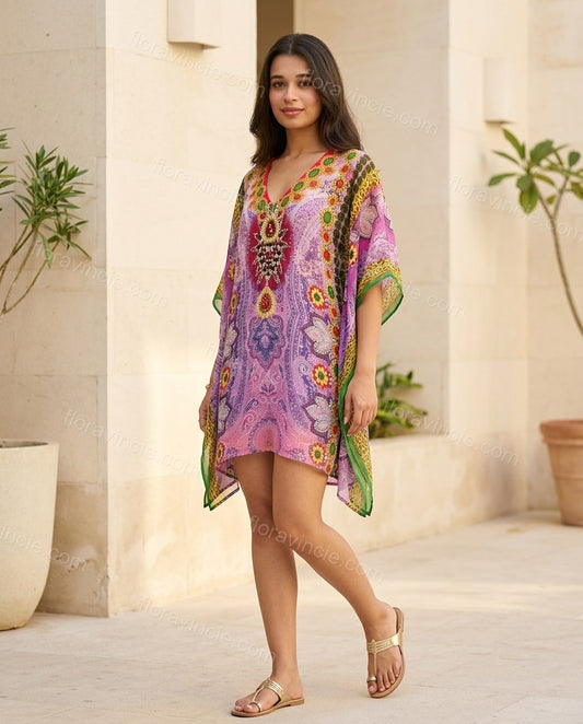 Pink Gleam Terrace Dinner Printed Mini Dress Pink Mini Dress with Relaxed Fit silhouette and Textured texture, front view product image for Pre-Fall, a fall city dinner, Fall current summer selling first with a light late-summer/pre-fall accent: make it w by floravincie