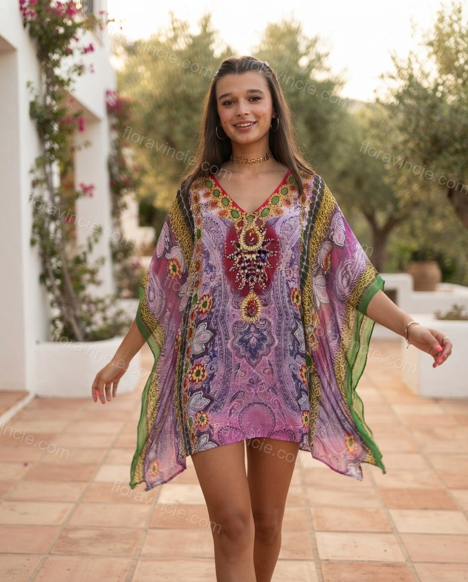 Pink Gleam Terrace Dinner Printed Mini Dress Pink Mini Dress with Relaxed Fit silhouette and Textured texture, editorial ecommerce scene for Pre-Fall, a fall city dinner, Fall current summer selling first with a light late-summer/pre-fall accent: make it by floravincie