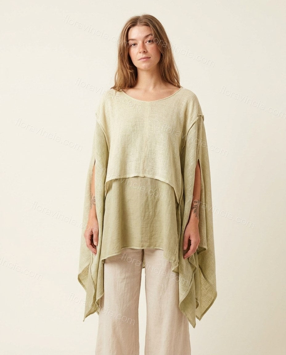 Sage Green Poise Terrace Dinner Linen Coat Sage Green Coat with Asymmetric silhouette and Linen Blend texture, clean studio product view for Pre-Fall, a cafe plan, Fall current summer selling first with a light late-summer/pre-fall accent: make it wearabl by floravincie