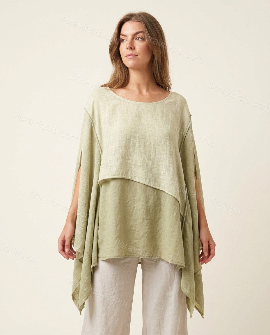 Sage Green Poise Terrace Dinner Linen Coat Sage Green Coat with Asymmetric silhouette and Linen Blend texture, side or back garment view for Pre-Fall, a cafe plan, Fall current summer selling first with a light late-summer/pre-fall accent: make it wearabl by floravincie