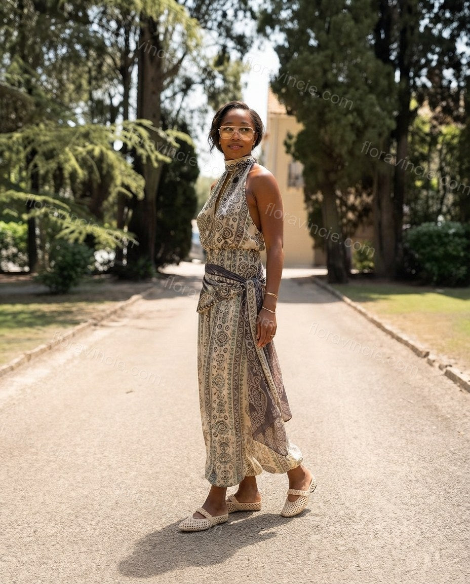 Ivory Whisper Resort Dinner Paisley Jumpsuit Ivory Jumpsuit with Wide-Leg silhouette and Textured texture, clean studio product view for Pre-Fall, an office-to-dinner transition, Fall current summer selling first with a light late-summer/pre-fall accent: by floravincie