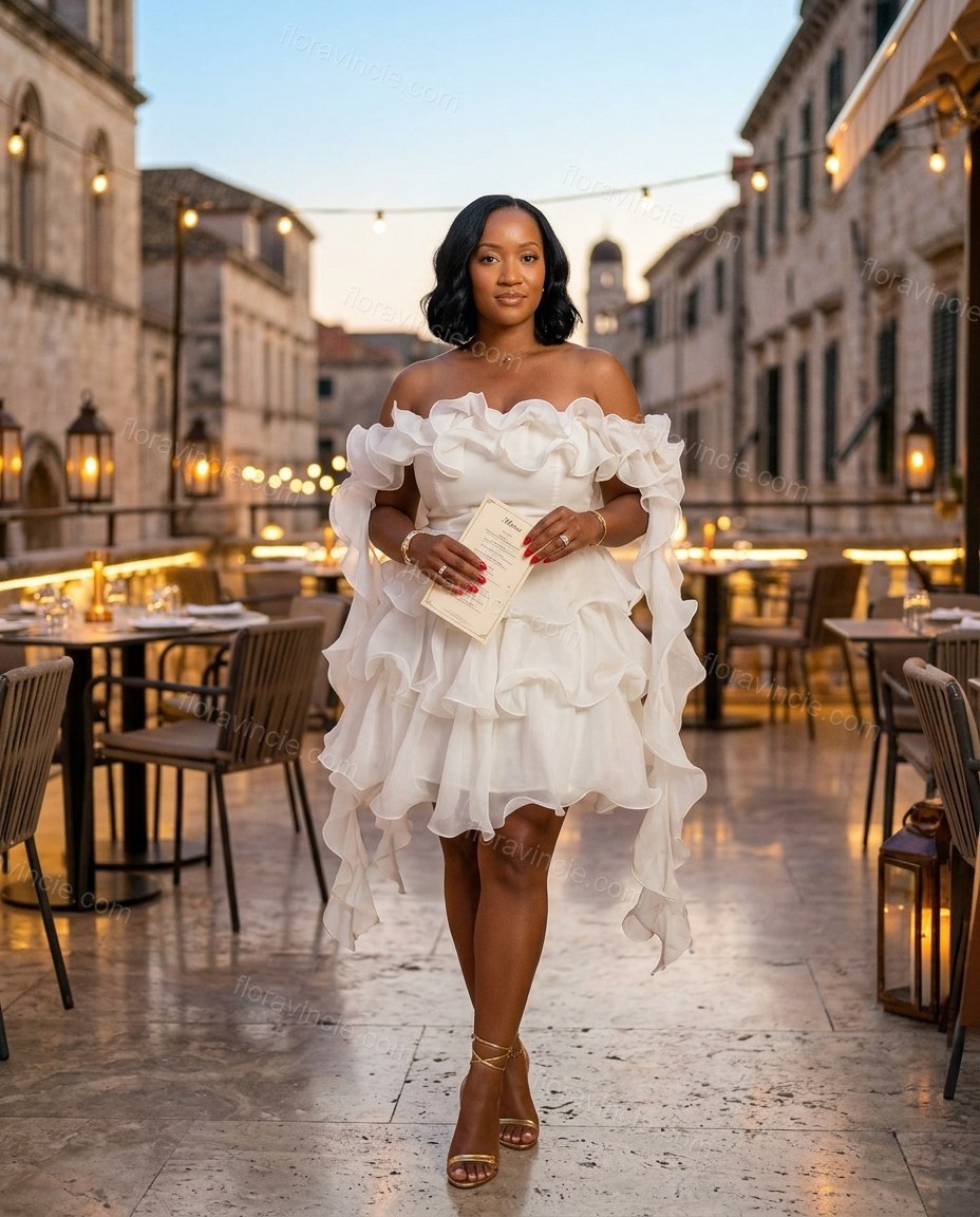 Ivory Refined Tiered Mini Dress by floravincie