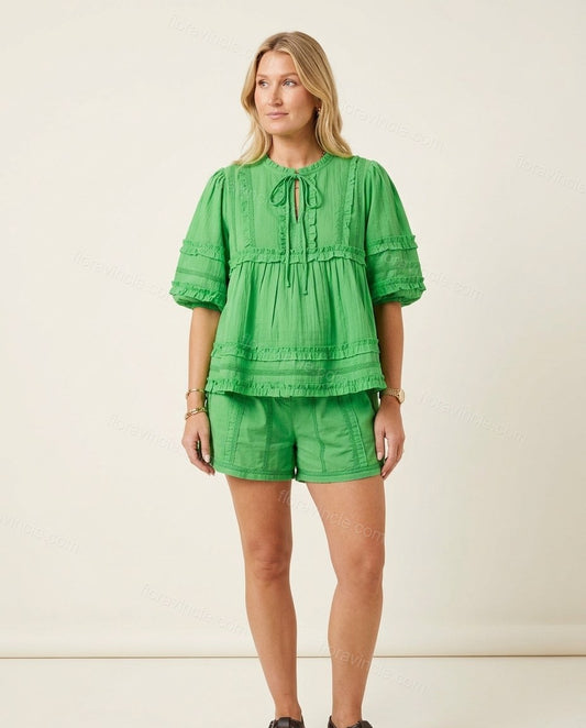 Sage Refined Printed Short Set by floravincie