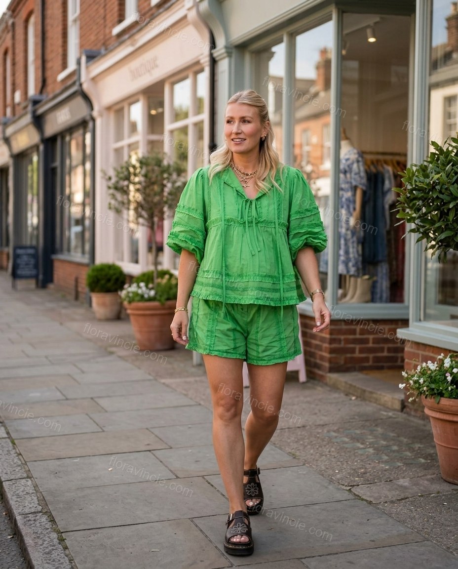 Sage Refined Printed Short Set by floravincie