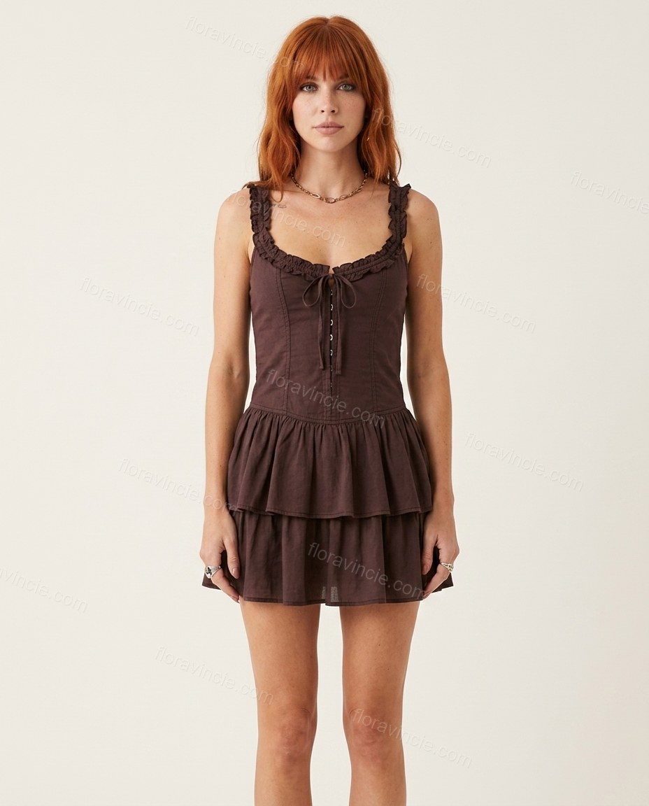 Dark Purple Refined Tiered Mini Dress by Floravincie