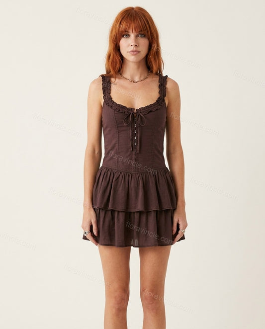 Dark Purple Refined Tiered Mini Dress by Floravincie