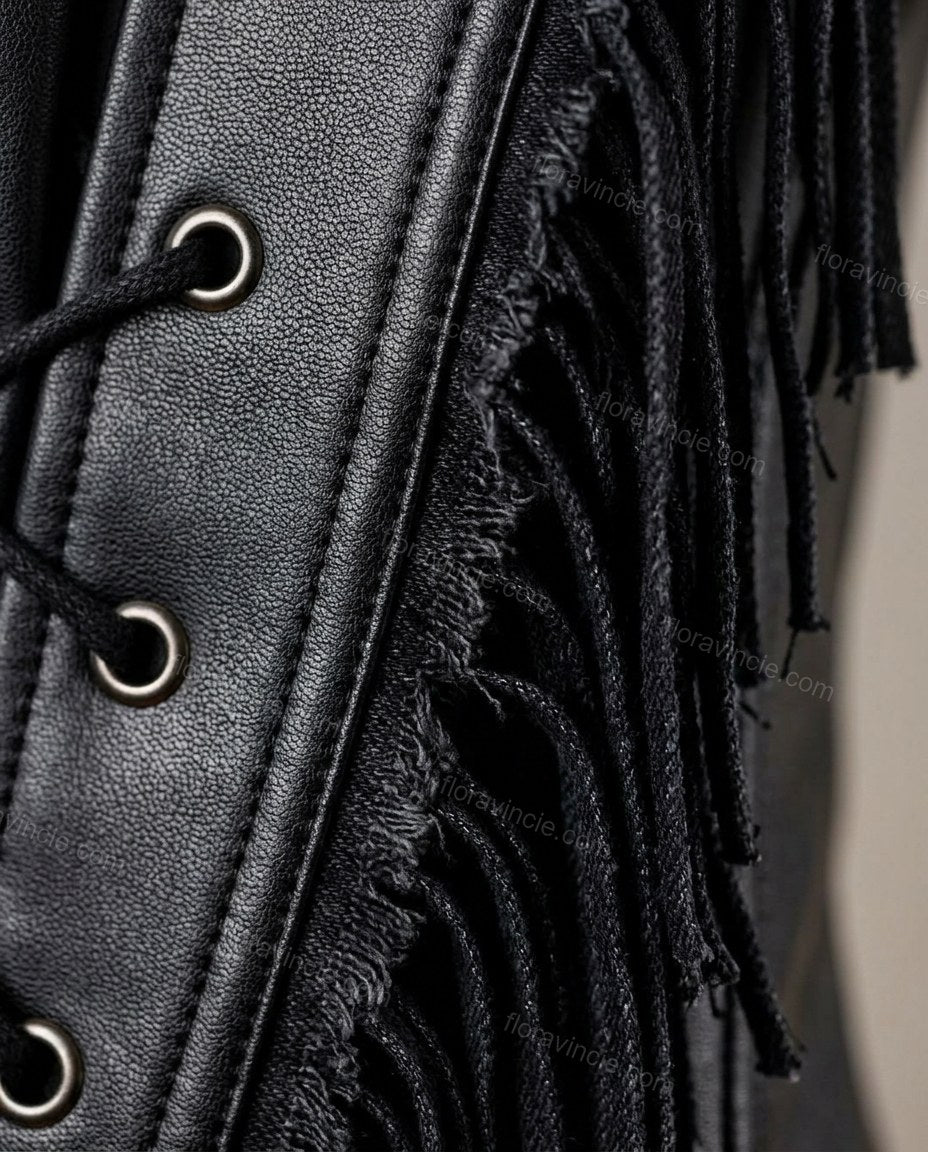 Black Polished Denim Two-Piece Set by Floravincie