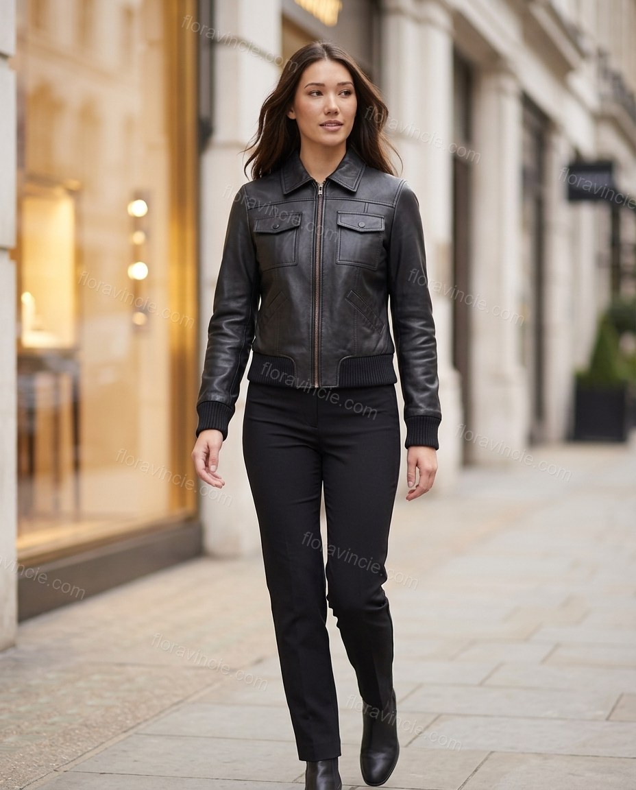 Black Polished Ribbed Jacket by Floravincie