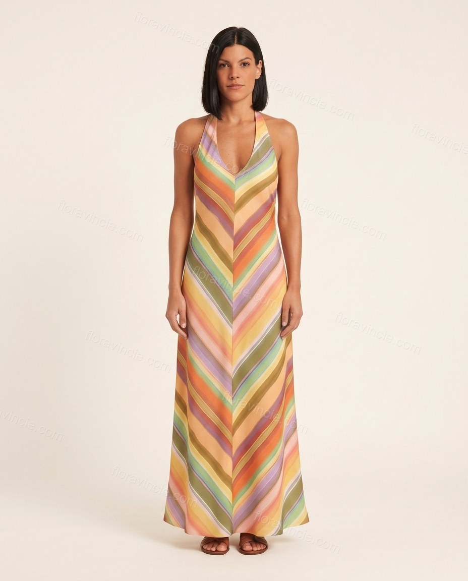 Orange After-Dark Striped Maxi Dress by Floravincie