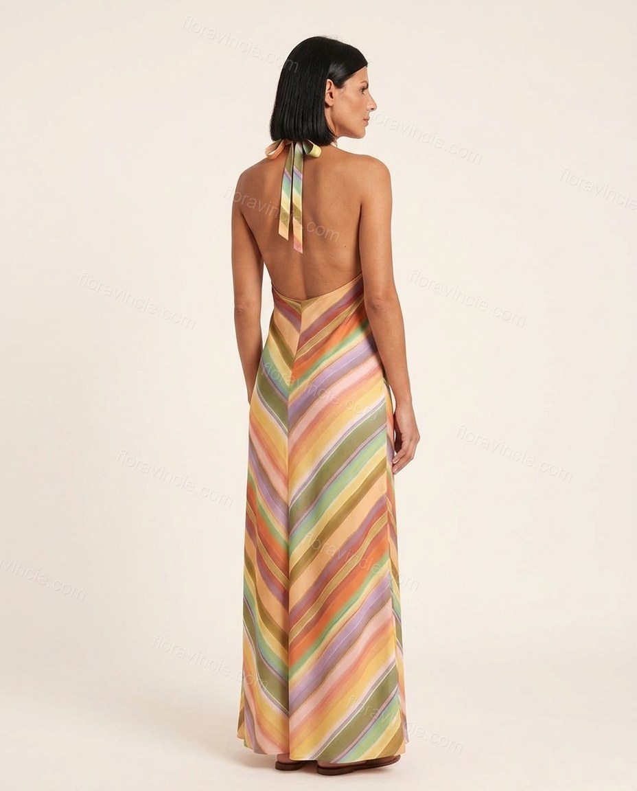 Orange After-Dark Striped Maxi Dress by Floravincie