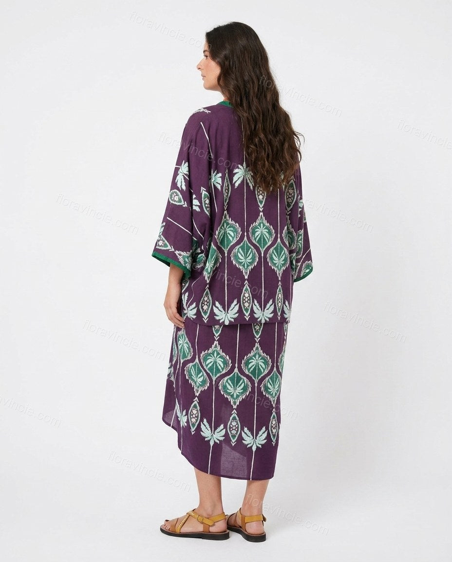 Purple Polished Printed Midi Dress by Floravincie