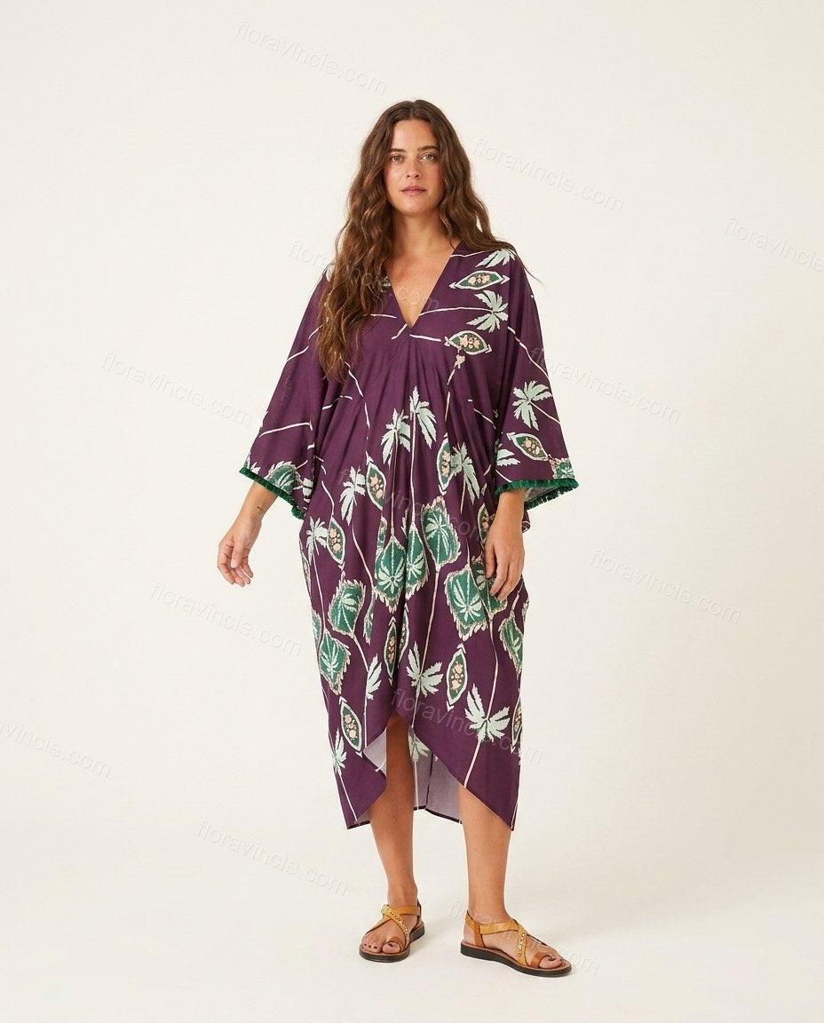 Purple Polished Printed Midi Dress by Floravincie