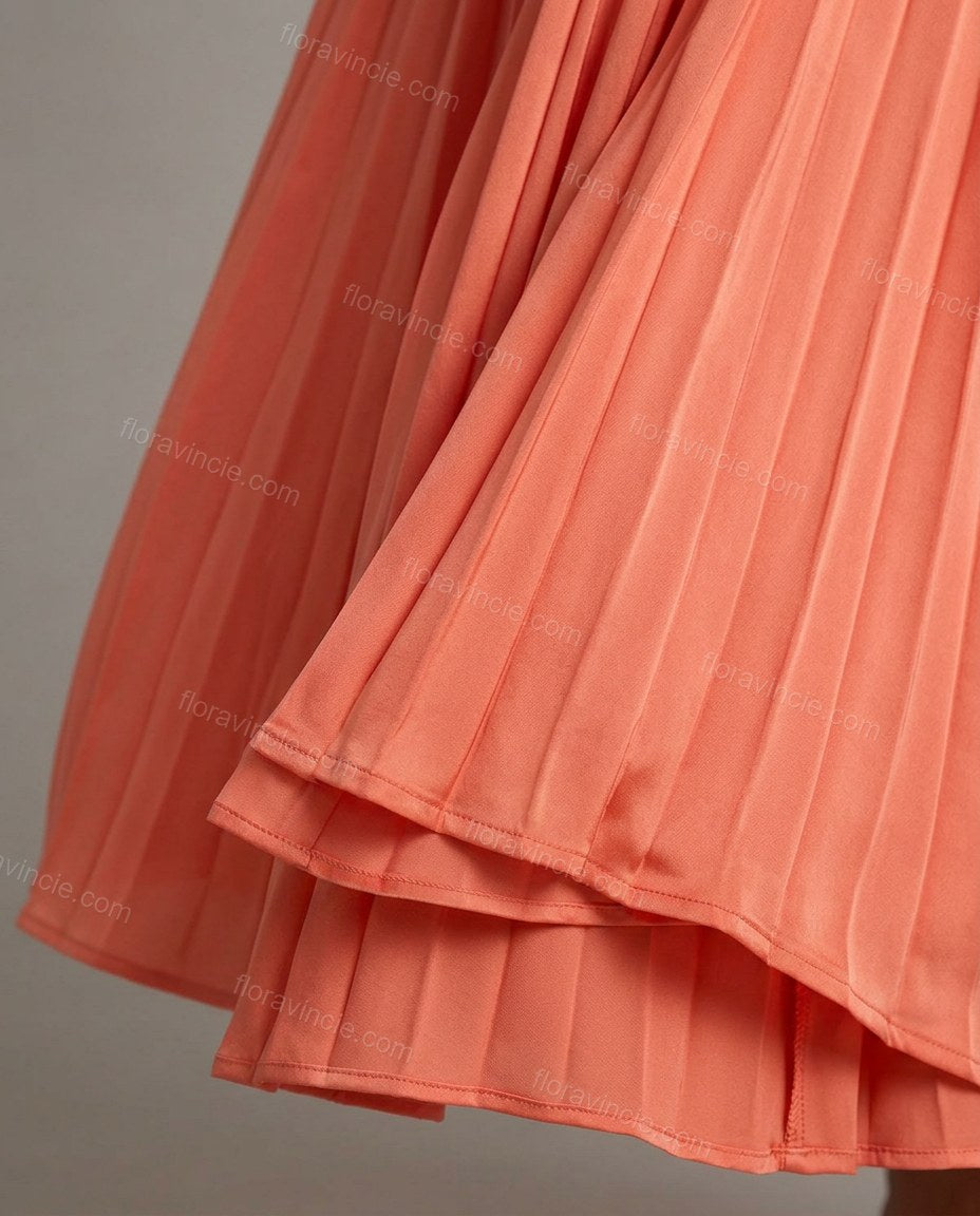 Coral Maxi Open-Back Halter Dress, close-up of open back, ruched waistband and gathered bodice, by Floravincie
