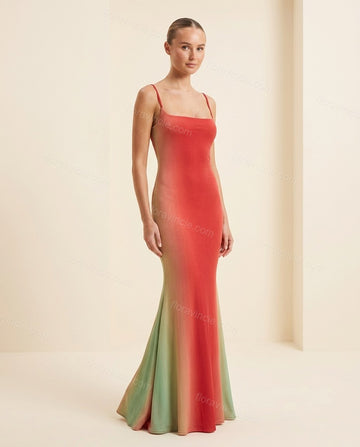 Red Maxi Dress, full-length hero view, by Floravincie