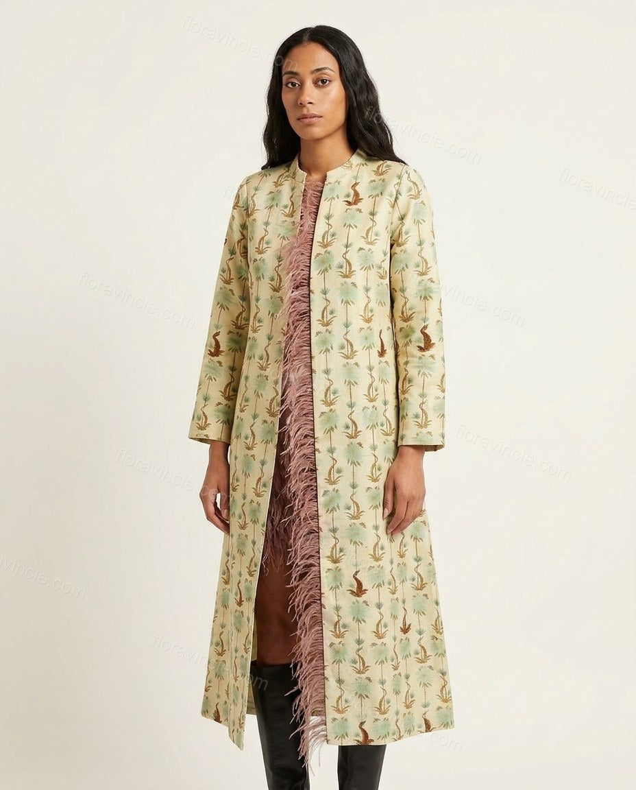 Cream Coat, side and back studio view showing straight back panel, by Floravincie