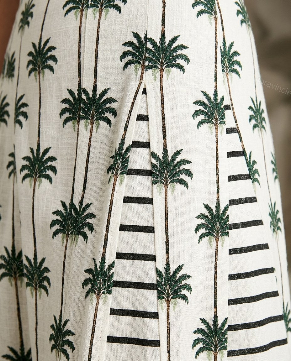 White Striped Maxi Eyelet Top & Skirt Set, close-up of striped and eyelet cutwork, by Floravincie