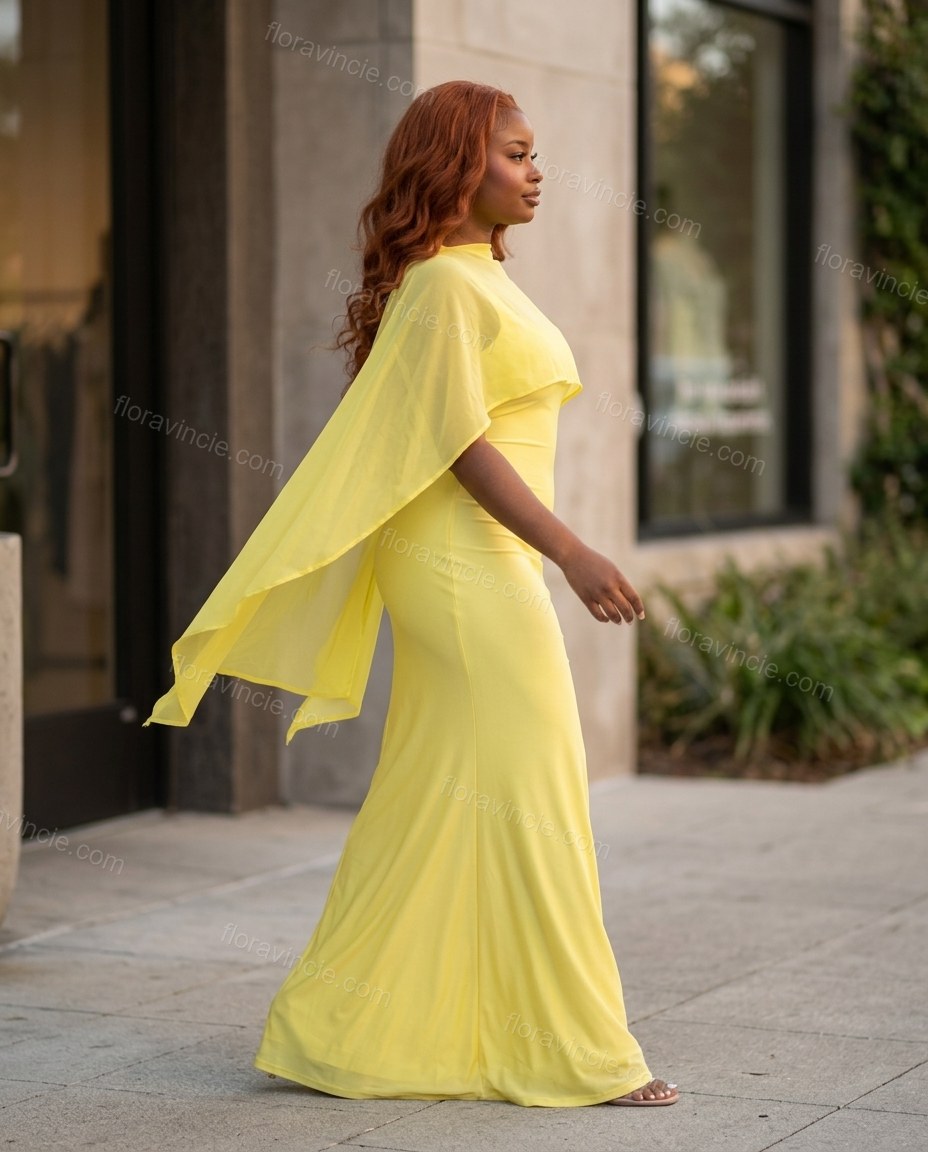 Yellow Cape Shorts Set, movement and fit lifestyle view, by Floravincie