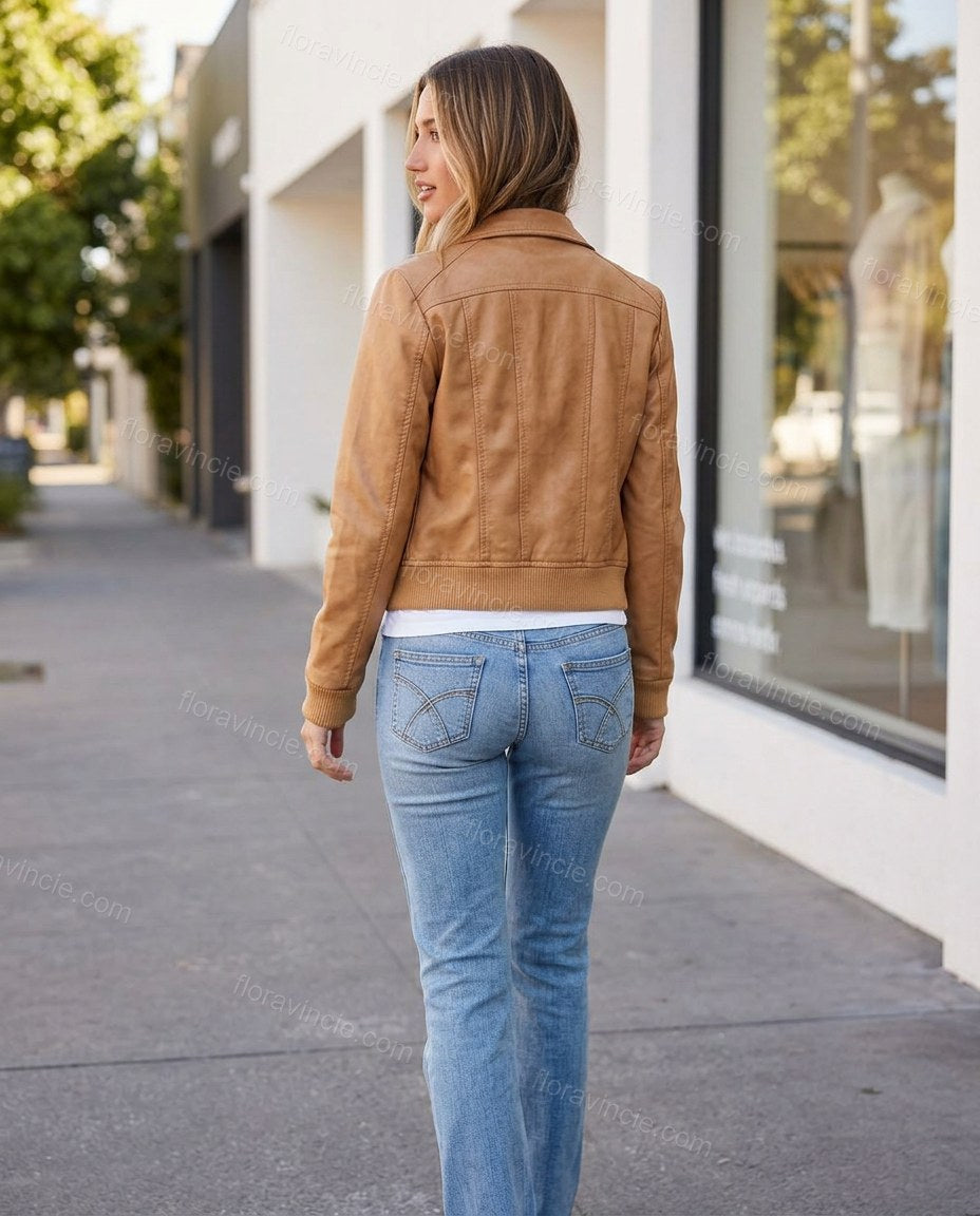 Light Blue Denim Ribbed Outerwear, alternate use-case lifestyle view, by Floravincie