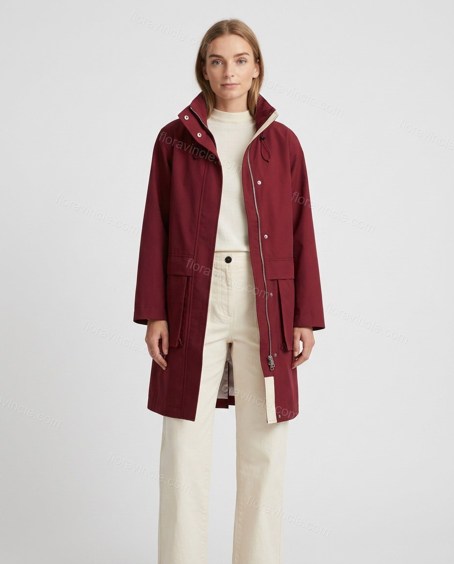 Burgundy Jacket, front studio view, by Floravincie