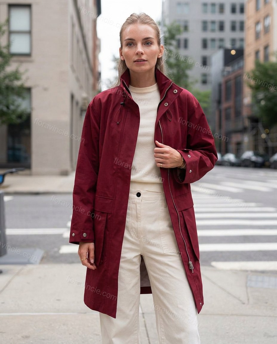 Burgundy Jacket, full-length hero view, by Floravincie